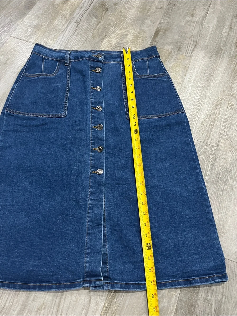 Skirt High-Waist Button-Front Dark Blue stretch Skirt pencil size 14 plus denim